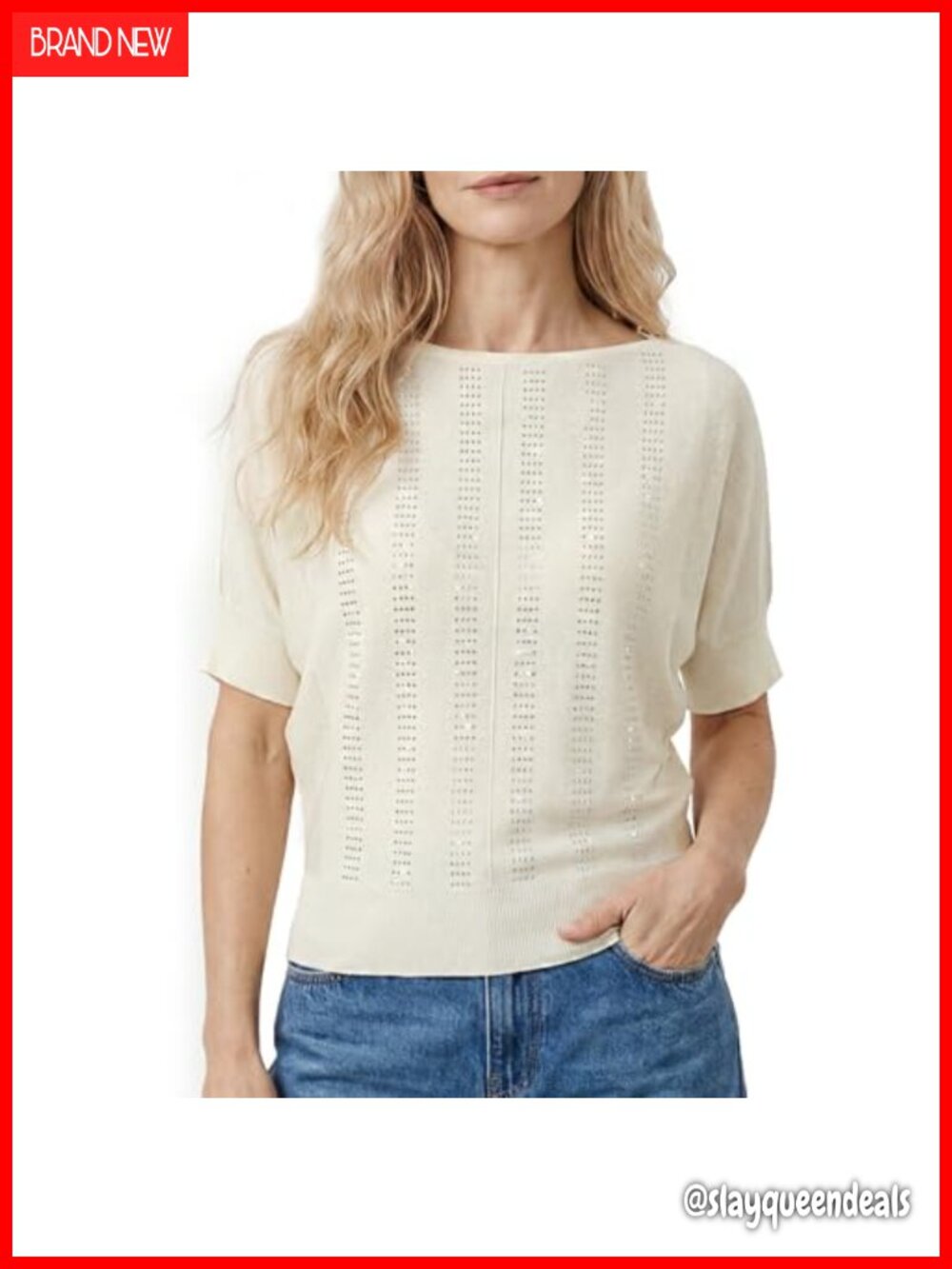 LEO'S VASE Women's Lightweight Knit Short Sleeve Sweater Pullover